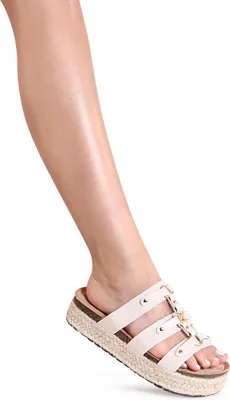Produktbild von topschuhe24 3178 Damen XXL Plateau Pantoletten Sandalen, Farbe:Beige, Größe:41 EU