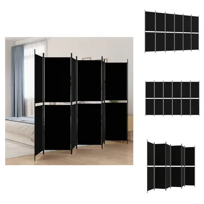 Image de vidaXL Paravent 6 pcs. noir 300x200 cm Tissu - Séparation de pièce