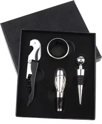 Produktbild von CHPN – Weinöffner-Set – Weinzubehör – Geschenkbox mit Weinöffner – Weinliebhaber – Schwarz – Ausgießer – Öffner – Weinverschluss