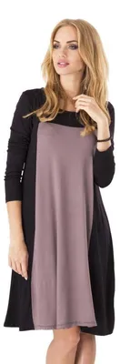 Produktbild von Damen Kleid mini zweifarbig weit geschnitten ; Cappuccino-Schwarz/S/M 36/38