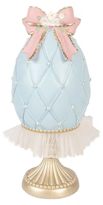 Image de Clayre & Eef Figurine de décoration Oeuf Ø 12x28 cm Bleu Plastique