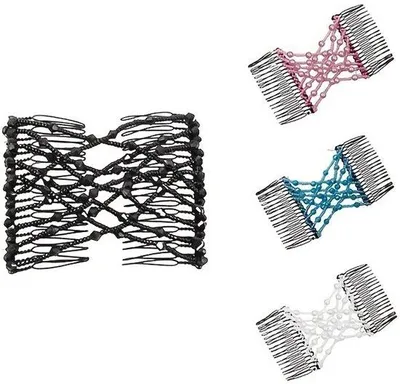 Productafbeelding van Elastische kam voor het haar met kristallen kralen - Sterk en zacht, geschikt voor zowel dik als dun haar - Haaraccessoire voor dames en meisjes