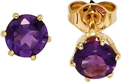 Produktbild von Ohrstecker Stecker mit Amethyst lila violett 5,3mm & 585 Gold Gelbgold