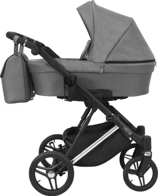 Produktbild von Kinderwagen LAZZIO PREMIUM Babywagen Babyschale Kinder Wagen Set 1 in 1 (grau, Rahmenfarbe: Silber)