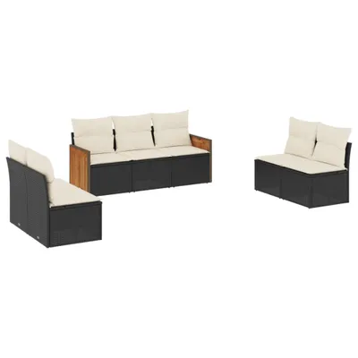 Produktbild von vidaXL 7-tlg. Garten-Sofagarnitur mit Kissen Schwarz Poly Rattan