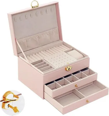 Obrázok produktu pre Šperkovnica s 3 úrovňami a zámkom