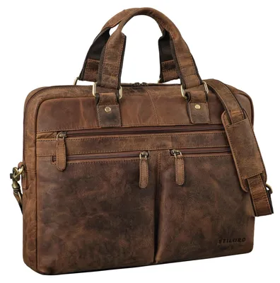 Productafbeelding van Leren business tas met laptopvak voor 15,6 inch laptops