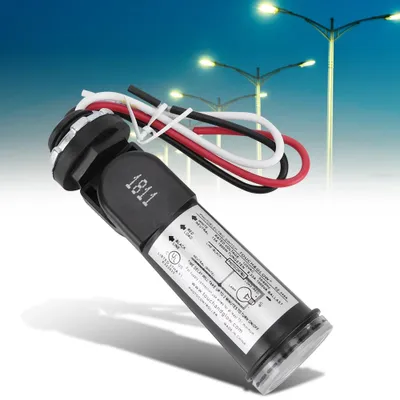 Zdjęcie produktu dla Przełącznik fotoelektryczny z czujnikiem światła do automatycznego włączania i wyłączania opraw oświetleniowych, 50/60 Hz, 220 V AC