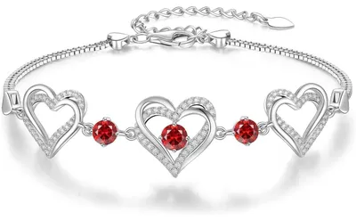 Produktbild von Armband Damen 925 Sterling Silber Herz Rosegold Geburtsstein Zirkonia Rhodinierung