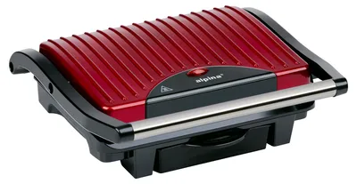 Immagine prodotto di alpina contact grill Optigrill 230V/1000W - sandwich maker - panini grill - multigrill per verdure, pane e carne - grill da tavolo con rivestimento antiaderente - vaschetta di raccolta - nero/rosso