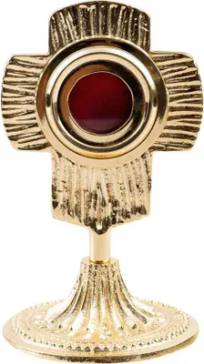 Produktbild von 13cm Reliquar Messing Vergoldet Monstranz Hausaltar Luna 4cm Öffnung Hinten 3311
