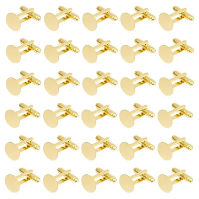 Produktbild von DIY-Set für Manschettenknöpfe - 30 Stück - Messing - Klares Glas - Cabochons - 18 mm - Kreative Accessoires - Manschettenknöpfe