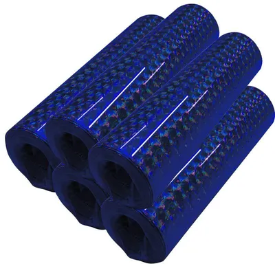 Produktbild von 5 Rollen Papier Luftschlangen blau dunkelblau metallic holografisch
