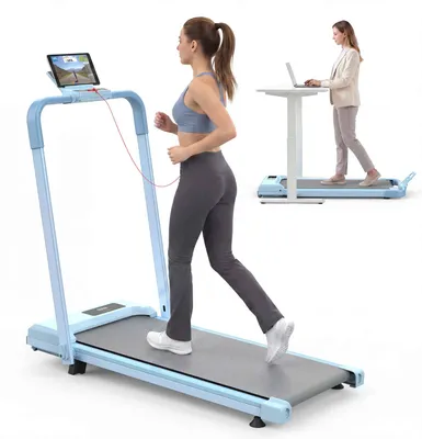 Produktbild von Zimilo Heimbüro Schreibtischlaufband, kompaktes tragbares Laufband mit Steigung, 2-in-1 für Gehen, Laufen und Joggen, max. Tragfähigkeit 120 kg