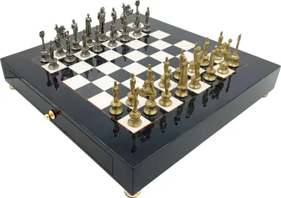 Produktbild von s Italfama Schachset: Napoleone-Kollektion – Metallfiguren & Wurzelholzbrett
