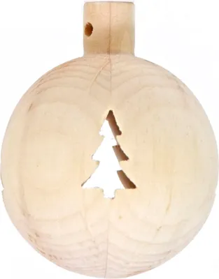 Produktbild von Holz-Christbaumkugel gedrechselt - Tannenmotiv