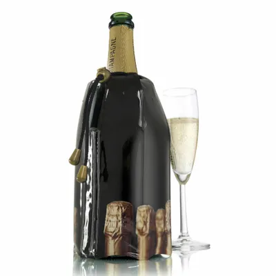 Immagine prodotto di Vacu Vin Aktiv Champagnerkühler Motiv Flaschen, Flaschenkühler, Kühlmantel, Kühlmanschette, Kunststoff, Kühlgel, Schwarz, Golden, 38854606