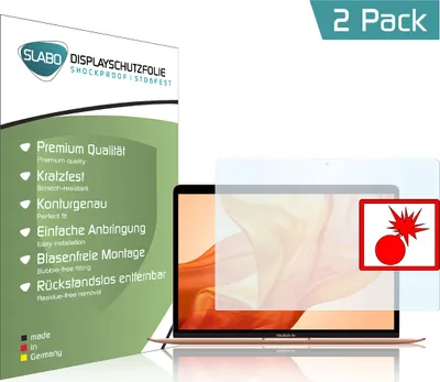 Produktbild von 2x Slabo Panzerschutzfolie für MacBook Air 13" (2018) | MacBook Air 13" (2020) KLAR "Shockproof" Displayfolie Schutzfolie Folie