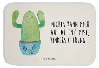 Produktbild von Mr. & Mrs. Panda Badvorleger Kaktus Happy - Weiß - Geschenk, duschmatte, badezimmervorleger, Familie, Kollege, Badezimmerteppich, Freundin, Kollegin, Kakteen, Mutter