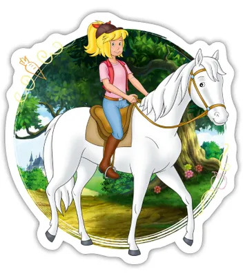 Produktbild von Spreadshirt Bibi Und Tina Ausritt Mit Sabrina Sticker Aufkleber, 10 x 10 cm, Mattweiß