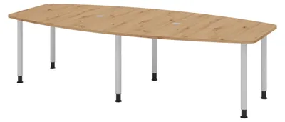 Produktbild von bümö Konferenztisch mittel KT28 - Nachbildung: Asteiche, tischfuss: Füße in Silber