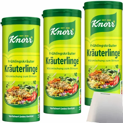 Produktbild von Knorr Kräuterlinge Frühlings Kräuter 3er Pack (3x60g Streuer) + usy Block