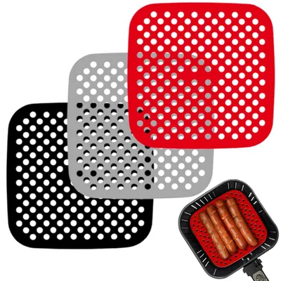 3er-Set Silikon-Airfryer-Matten, 21,5 cm, wiederverwendbar