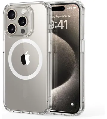 Image de Coque de protection pour iPhone 15 Pro Max, compatible MagSafe, conforme à la norme militaire, transparente