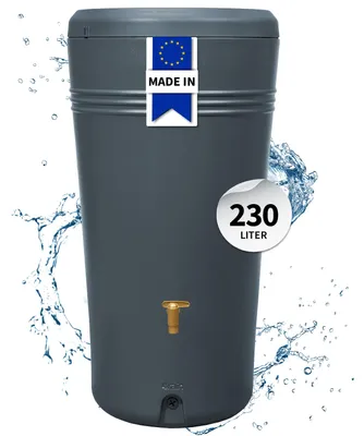 Productafbeelding van 4rain AZURA 2in1 regenton 230 L graphite grey incl. plantschaal