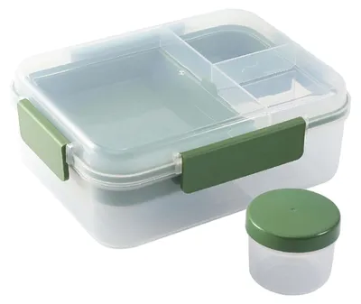 Produktbild von Lunchbox für Erwachsene, 1600 ml, BPA-frei, auslaufsichere Lunchbox mit Fächern, Bento-Box für Kinder und Erwachsene, mikrowellen- und spülmaschinenfest, ideal für Schule, Picknicks und unterwegs (grün)