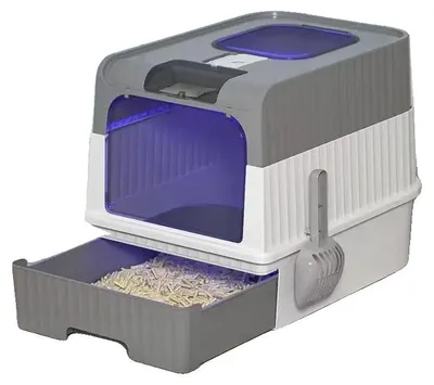 Image de Litière pour chat, stérilisation UV, facile à nettoyer, GRIS
