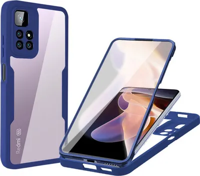 Produktbild von Xiaomi Poco M4 Pro 5G Schutzhülle, Eingebautem Displayschutz 360 Grad Komplettschutz Handyhülle für Xiaomi Poco M4 Pro 5G Blau