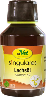 Produktbild von cdVet Singulares Lachsöl 100 ml, Katze / Hund, Flüssigkeit, Allgemeiner Gesundheitszustand, Adult, Omega-3, Flasche