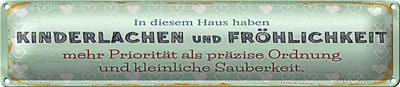 Produktbild von Blechschild Spruch 46x10cm Kinderlachen und Fröhlichkeit Dekoration