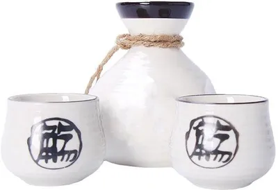 Obrázok produktu pre Japonská sada na saké z keramiky – 1 džbán a 2 šálky, elegantná
