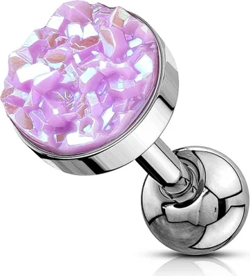 Produktbild von Tragus Ohr Piercing Funkelnder Stecker | Chirurgenstahl | Quartz-Kristal | Autiga® silber-helllila