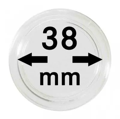 A circular product with text and arrows indicating size.