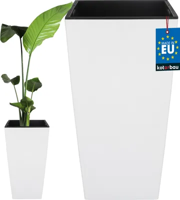Immagine prodotto di KOTARBAU® Vaso da fiori quadrato 400x400x750mm con vaso interno bianco opaco