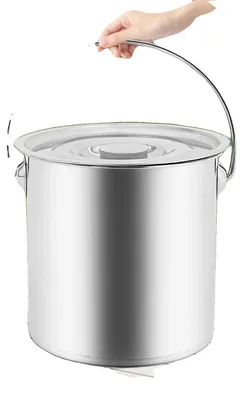 Image de Seau, capacité de 12 litres, en acier inoxydable, poids d'environ 2 kg, hauteur d'environ 24,5 cm, diamètre d'environ 26 cm
