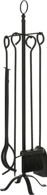 Produktbild von 5-teiliges Kamingarnitur Set aus Schmiedeeisen - Schwarz 20x20x82,5 cm - Kaminbesteck & Zubehör für Kaminofen