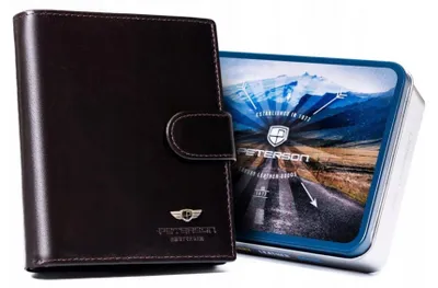 Produktbild von Klassische Herrenbrieftasche aus Leder mit Druckknopfverschluss - Peterson