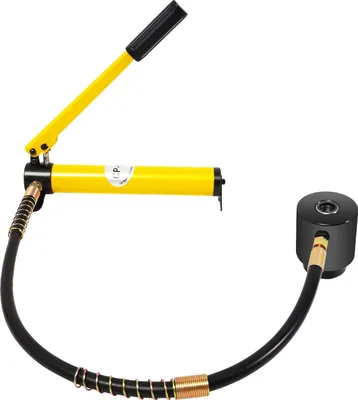 Obrázek produktu pro Hydraulický děrovač, tlak 15 tun, různé velikosti razníků, žlutý