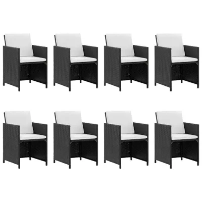 Image de vidaXL Ensemble de jardin 13 pièces avec coussins Poly rotin noir