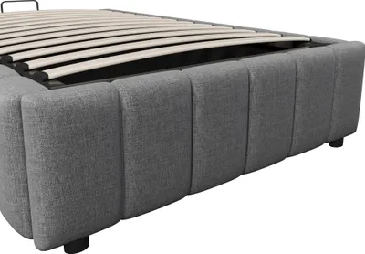 Obrázek produktu pro okwish Čalouněná postel, Dětská postel 90x200 cm, Hydraulická úložná postel, Jednolůžko s hydraulickým úložným prostorem, Bez čela postele, Bez matrace, Šedá