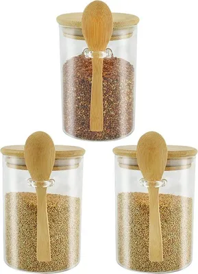 Immagine prodotto di Barattoli di vetro da 600 ml con coperchio e cucchiaio