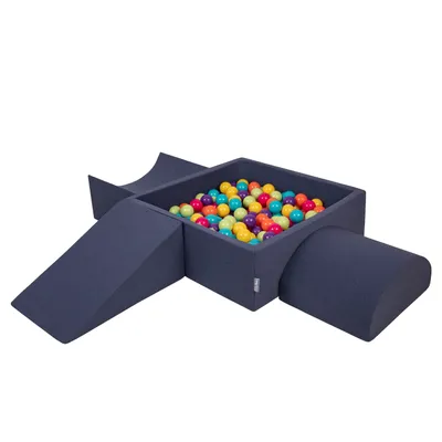 Immagine prodotto di KiddyMoon parco giochi in schiuma con piscina di palline quadrata (300 palline) pozzi di palline per il gioco del bambino percorsi ad ostacoli in piscina,  eu, blu scuro:verde chiaro/giallo/turchese/arancio/rosa/viola