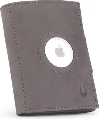 Produktbild von DONBOLSO Wallet Air – Schlanke Geldbörse mit Apple AirTag Fach – Hochwertiges Kreditkartenetui aus echtem Leder – Mini-Geldbörse für Herren – Geldbörse mit Münzfach – Vintage Grau