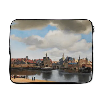 Produktbild von MuchoWow® Laptop Hülle 17 Zoll Laptoptasche Vermeer - Stadt - Alte Meister - Kunst - Zipper - Schutzabdeckung