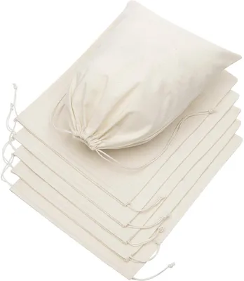 Stofftaschen - Organisieren und Aufbewahren - Natürliches Musselin Baumwolle - 30 x 40 cm - 6 Stück