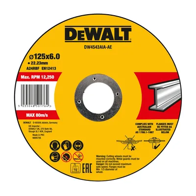 Immagine prodotto di Disco di sgrossatura DW4543AIA, dimensioni 125x6x22,23 mm, metallo tipo 42 (a gomito)